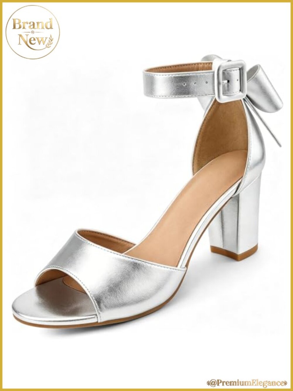 Women's Block Heel Sandals 3 Inch Stable Heel Bridal Dressy Bow Ankle Strap